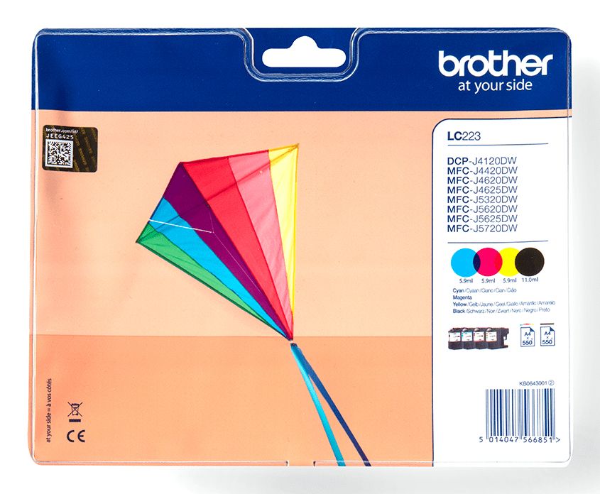 Brother LC-223VALBP - Multipack inktcartridges - Zwart, Cyaan, Magenta, Geel - Origineel