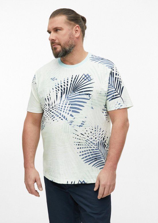 s.Oliver Big Size s.Oliver T-shirt met ronde hals, korte mouw, gebloemd patroon, 4XL, licht turquoise