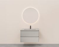 Wiesbaden Novira Onderkast - Afgeronde Hoeken met 2 laden en 1 uitsparing - 80x48cm - Mat Zand