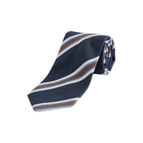 WE Fashion katoenen gestreepte stropdas - donkerblauw