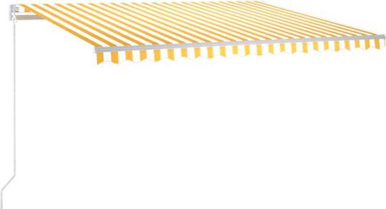 vidaXL Luifel handmatig uittrekbaar 450x350 cm geel en wit