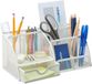 Merkloos Relaxdays Pennenbak Metaal - Bureau Organizer met Lade - Wit - 13 x 28 x 14 cm