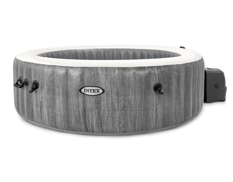 Intex PureSpa Greywood Deluxe Rond - 6 Personen - Bubbel Massage - Grijs