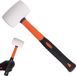 Merkloos / Sans marque Bol 600g Natuurlijke Rubber Hamer - Hard Rubber Hammer met 55mm Handvat - Antislip Rubber Hamer voor Binnen en Buiten