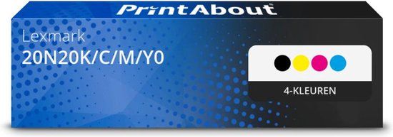PrintAbout huismerk Toner 20N20K/C/M/Y0 4-kleuren Multipack geschikt voor Lexmark