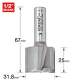 Trend Professioneel Twee Groef Frees, 1/2 Inch Schacht, 31.8Mm Snijdiameter & 25Mm Snijlengte, Hardmetalen Punt (Tct), 4/90X1/2Tc