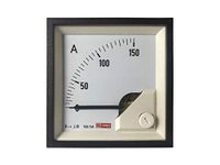 RS PRO Ampèremeter 150 (Scle) A, 150/5 (CT) A, 5 (Input) A AC draaisel, 68 mm x 68 mm T. 54 (<30 A) mm, 62 (30 mm)