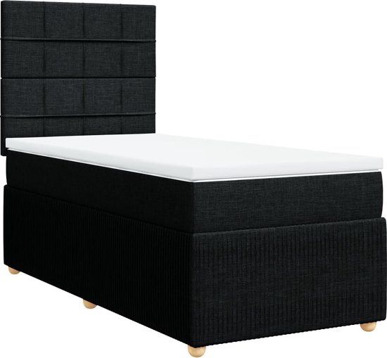 vidaXL Boxspring met matras stof zwart 90x190 cm