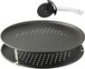 Merkloos Set de 3 pièces pour pizza, coupe-pizza, plateau à pizza rond (diamètre 32 cm) perforé, comprend un coupe-pizza et un support, pour pizza, tarte flambée