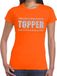 Bellatio Decorations Toppers Oranje Topper shirt in zilveren glitter letters dames - Toppers dresscode kleding XXL