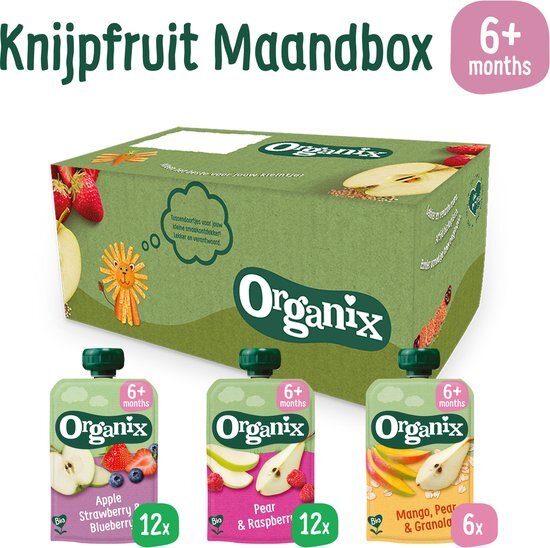Organix Knijpfruit Maandbox - Vanaf 6 Maanden - Biologisch - 30 Stuks
