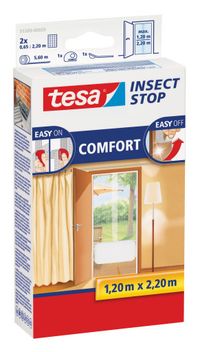 tesa INSECT STOP H&L Fly Screen Premium pour portes - moustiquaire pour porte avec velcro, amovible, blanc - 120 x 250 cm