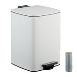 Merkloos / Sans marque Relaxdays Prullenbak keuken - 20 liter - met binnenemmer - wit