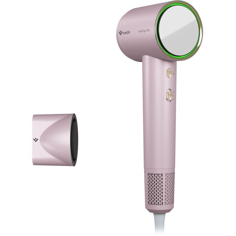 TrueLife HairDryer D6, haardroger met ionisator, vermogen tot 110.000 omw/min, gekleurde led-ring voor temperatuurweergave, 3 droogstanden, 2 snelheden, magnetisch opzetstuk