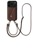 Selencia Sera Telefoonhoes met Koord en Envelop Pashouder voor de Apple iPhone 18 Pro / 17 Pro - Chocolate Brown