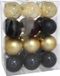 Gerimport Kerstballen - 24 stuks - 7 cm - Zwart/Goud - Kunststof