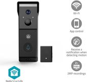 Nedis SmartLife Video Deurbel - 1080p Full HD - Dual-Cam Technologie - Zonder abonnement - Bewegingssensor - Nachtzicht - Zwart