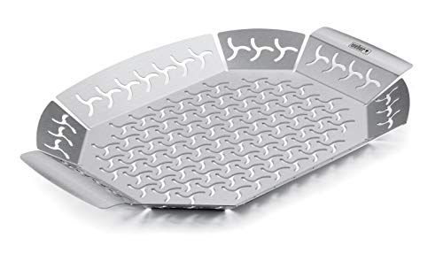 Weber Grillkorf - Groot | Hittbestendige Grillkorf Voor Barbecues | Grillkorf Voor Alle Barbecues | Premium Roestvrijstalen Barbecueaccessoires Voor Outdoor Koken En Grillen - Zilver (6678)