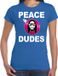 Bellatio Decorations Hippie jezus Kerstbal shirt / Kerst t-shirt peace dudes blauw voor dames - Kerstkleding / Christmas outfit XS