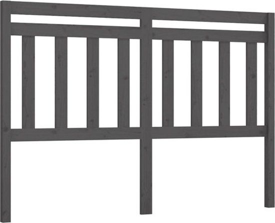 vidaXL Hoofdbord - 146x4x100 cm - Massief Grenenhout - Grijs
