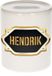 Spaarpot Hendrik - wit - met goud/zwart embleem - 8 x 9 cm - keramiek - met afsluitdop - cadeau verjaardag