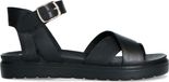 Manfield Leren Dames Sandalen - Zwart - Maat 41