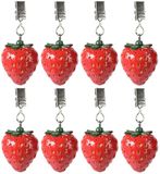 Decoris Tafelkleedgewichtjes/hangers - 16x - Aardbei - Kunststeen - Rood