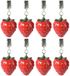 Decoris Tafelkleedgewichtjes/hangers - 16x - Aardbei - Kunststeen - Rood