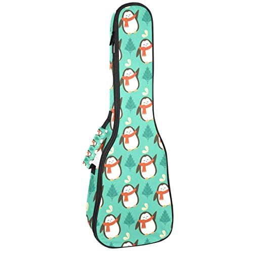 Mersov Concert Ukelele Rugzak, Heavy Duty Ukelele Case Bag met Opslag, Sopraan Concert Tenor Ukelele 10MM Gewatteerde BagBlack SchapenCute Pinguïn