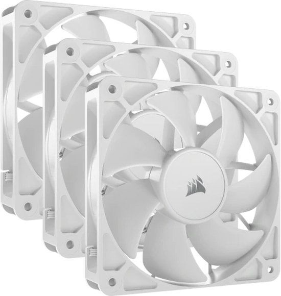 CORSAIR RS120 120 mm PWM Ventilatoren – Daisy-Chain Aansluiting – Geluidsarm – Magnetische Koepellager – Drievoudig Pakket – Wit