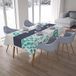 Bonamaison Tafelkleed, Anti-Mold, Sneldrogend, Waterdicht, 100% Polyester Tafellaken, Turkoois, wit, 140 x 200 Cm