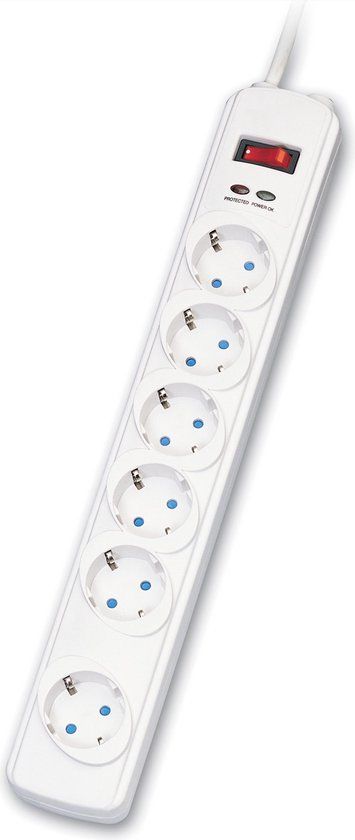 ROLINE SurgeSecure stekkerdoos 6-voudig - wit - 1.8 m