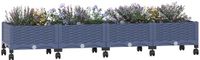 vidaXL Jardinière sur roulettes Bleu gris Plastique 160 x 40 x 29 cm
