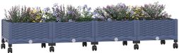 vidaXL Jardinière sur roulettes Bleu gris Plastique 160 x 40 x 29 cm