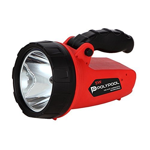 Poly Pool LED-zaklamp, draagbaar, oplaadbaar, met verstelbare handgreep, rood/zwart