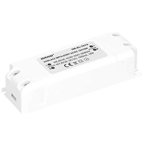 Orno LED Transformator 12v (90v-254v naar 12v) - Voor G4 MR11 MR16 GU5.3 LED lamp of Light Strip Driver (6W-50W) - IP20 (18W)