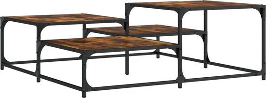 vidaXL Salontafel 107x107x40 cm bewerkt hout gerookt eikenkleurig