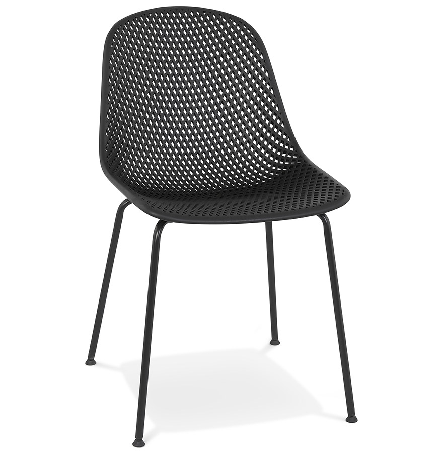 Alterego Zwarte geperforeerde design stoel 'VIKY' binnen/buiten