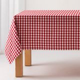 GAMUSI - Vlekbestendig Tafelkleed Katoen Polyester Vichy Ruit - 140x100 cm - Rood