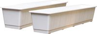 Geli Set van 2x stuks plantenbakken wit rechthoekig 80 x 17,5 x 14,5 cm - Bloembakken/plantenbakken voor binnen/buiten
