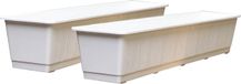 Geli Set van 2x stuks plantenbakken wit rechthoekig 80 x 17,5 x 14,5 cm - Bloembakken/plantenbakken voor binnen/buiten