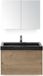 BES LED Dante Badmeubelset 80 cm - Natuur Eiken - Wastafel Hardsteen Wit Lucca met Spiegelkast