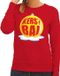 Bellatio Decorations Shoppartners Bv Foute kersttrui kerstbal geel op rode sweater voor dames XL
