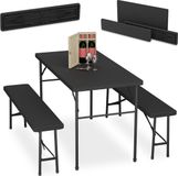 Merkloos Relaxdays biertafel set 3-delig kunststof metaal zwart