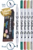 ONLINE Schreibgeräte Metallic Calli.Brush pennen dubbele punt in bamboe doos