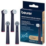 Beurer TB Sensitive Eco opzetborstels voor elektrische tandenborstel, 4 opzetborstels voor Oral-B, borstelharen van 100% hernieuwbare grondstoffen, zachte reiniging van de tanden, hardheid: zacht