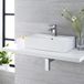 Hudson Reed Halwell Lavabo rectangulaire moderne 55cm x 31cm blanc avec trop-plein en graphite