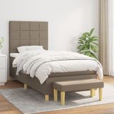 vidaXL Boxspring met matras stof taupe 90x200 cm
