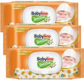 Babylino Sensitive babydoekjes met zachte kamille-geur, 98% natuurlijke formule, die de pH-waarde van de huid herstelt, 3 verpakkingen met frissluiting, 162 doekjes