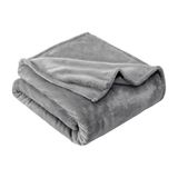 GRIFEMA Pluche deken voor bed, bankdeken, extra zacht en comfortabel, 220 x 240 cm, grijs